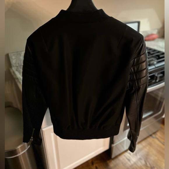 Ami Leather Sleeve Bomber Jacket - Picture 8 of 10